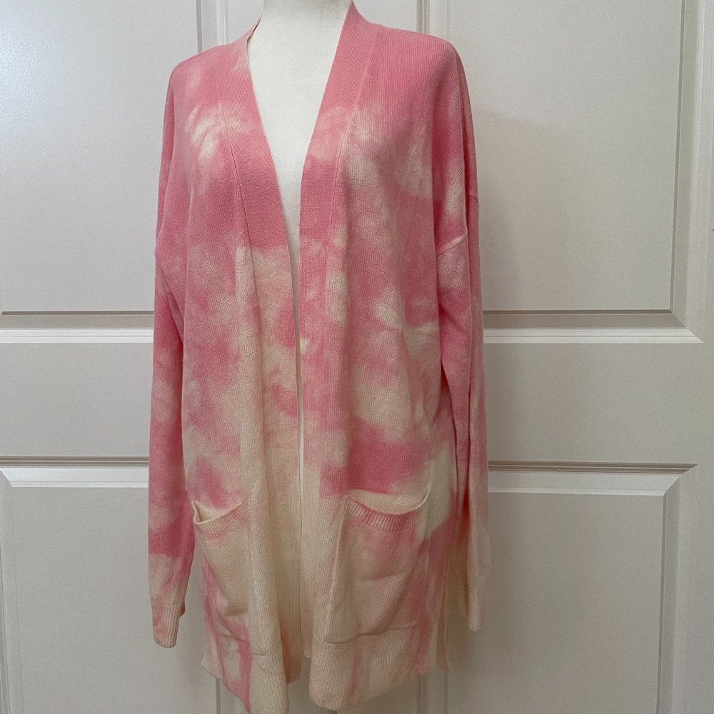 Pink Bleach Print Open Front Cardigan from Minnie Rose